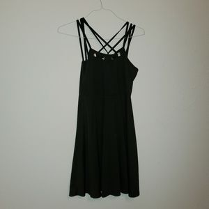 Black mini dress criss cross straps